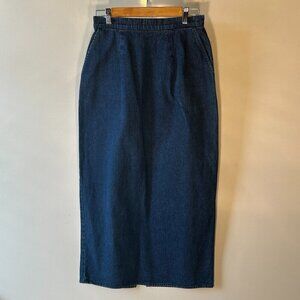 Lucille SZ10 Vintage Blue Denim Maxi Pencil Skirt classic wardrobe essential 80s